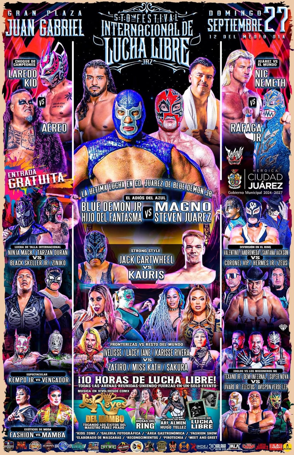 Cartel de la despedida de Blue Demon Jr. en Ciudad Juárez